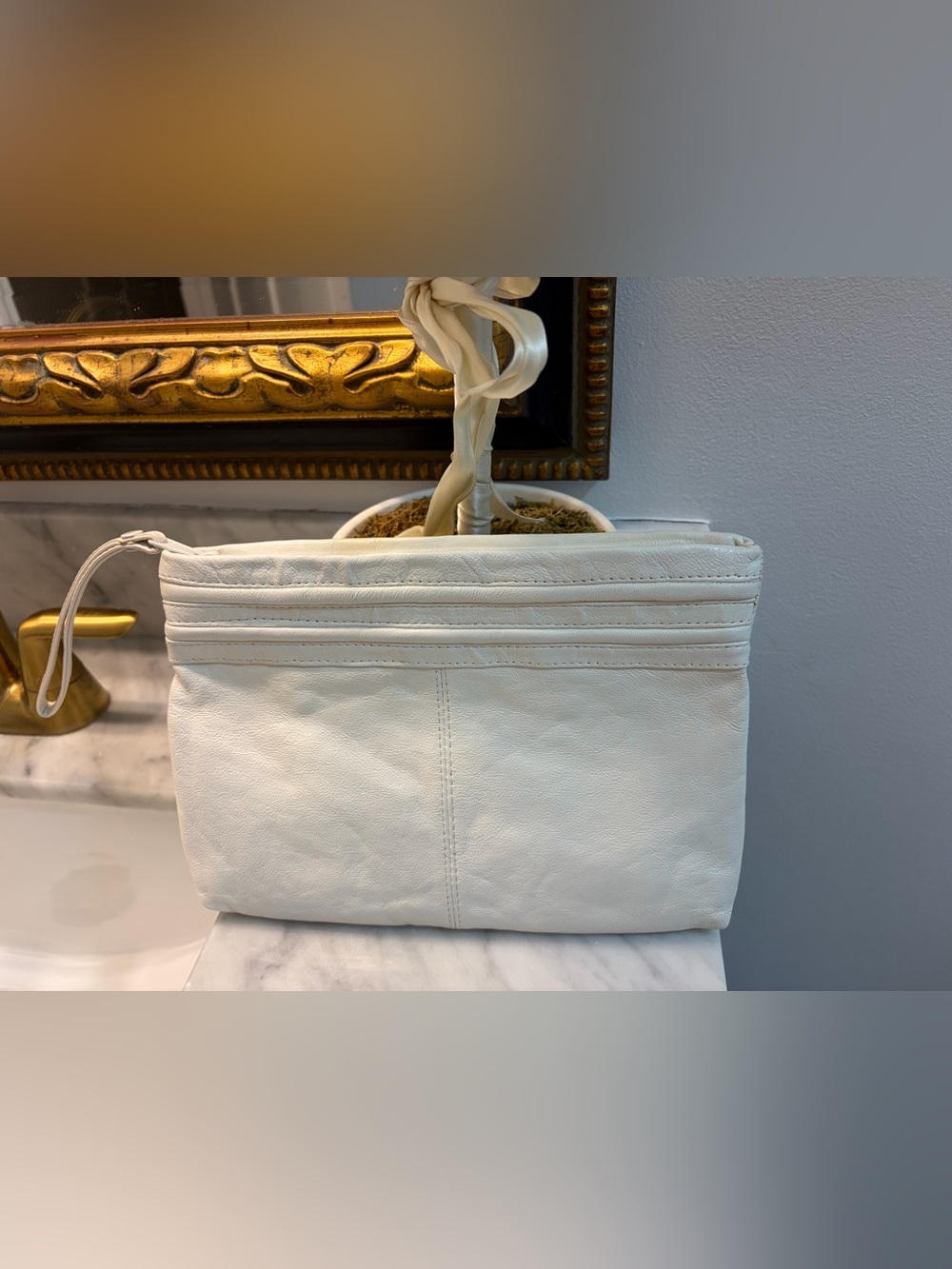Vintage Brenalini White Leather Clutch 1980s